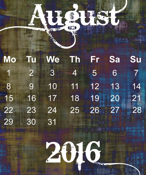 август 2016 календарь